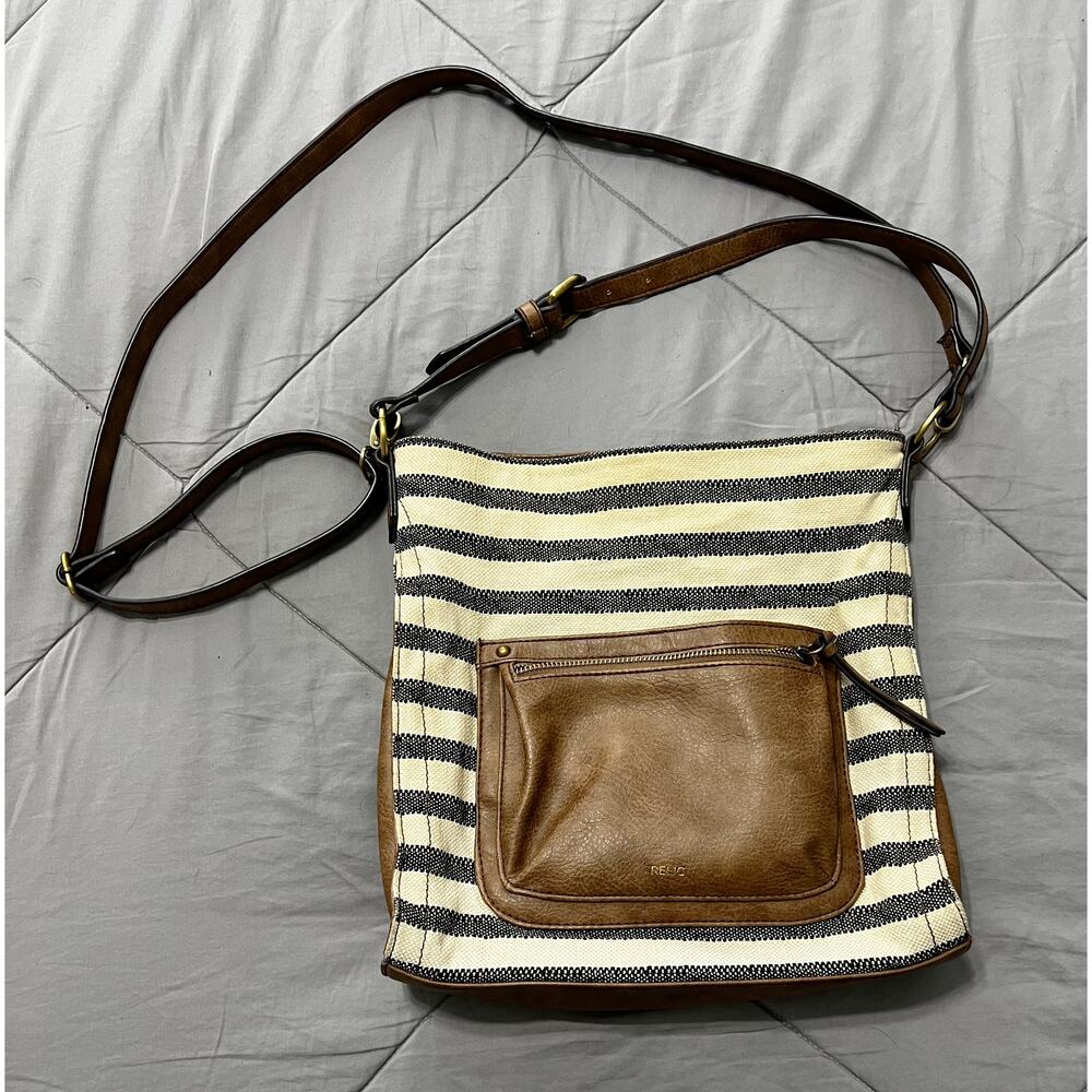 Relic by Fossil Blue and Cream Striped Purse Handbag